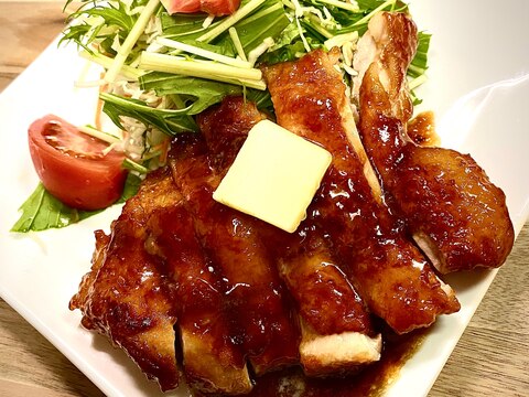 一枚肉でガリバタ照り焼きチキン♪